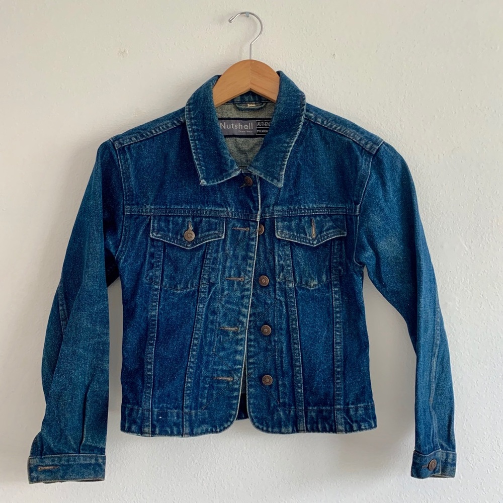Extra Small Vintage Faded Denim Jacket with Patina